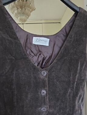 Brown Velvet Button-Front Women's Top